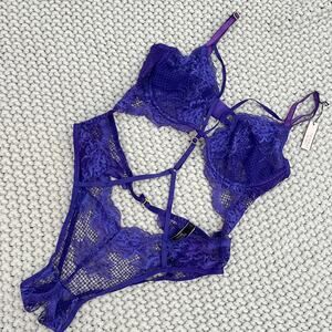 NWT Victoria’s Secret• Very Sexy Fishnet Floral Strappy Teddy Lingerie